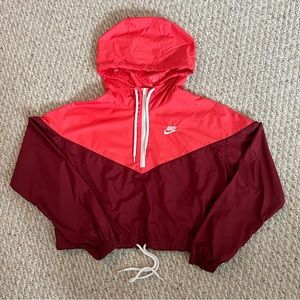 Nike half zip color block windbreaker (pink and burgundy)